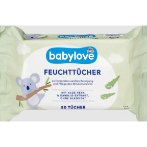 Дитячі вологі серветки Babylove Feuchttücher, 80 шт